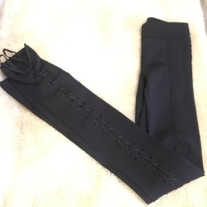 BCBG Maxazria Black Legging w/ Leg Lace Detail